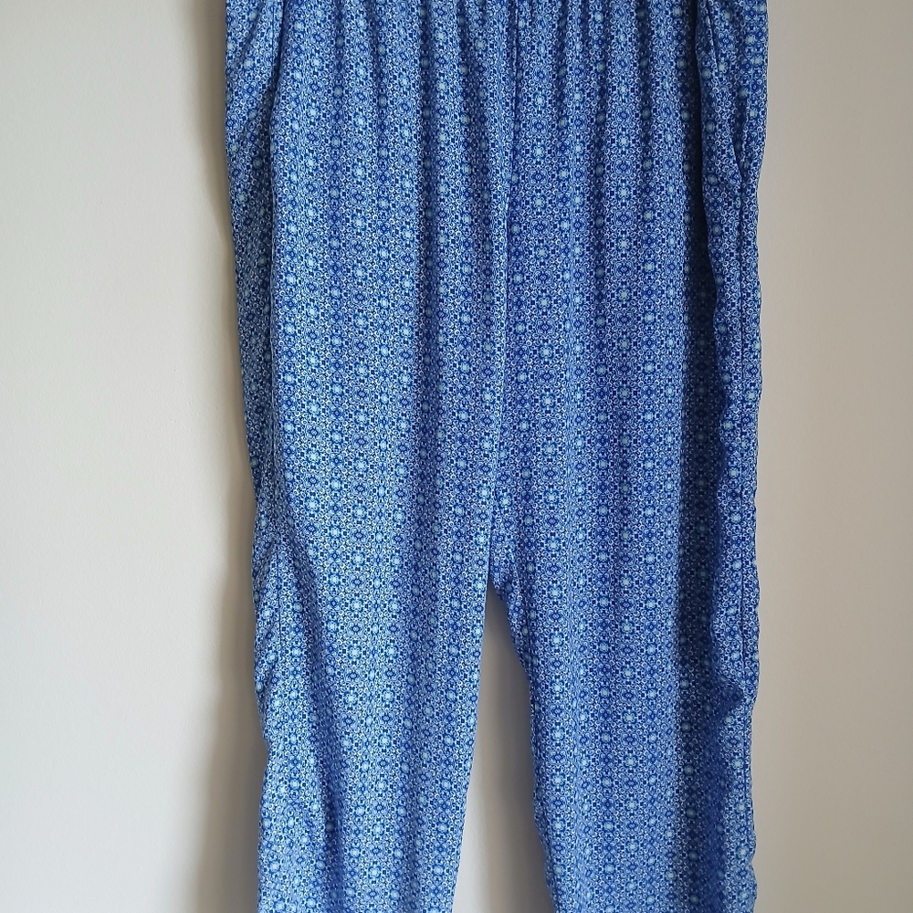 Gap Pull On Pants Size XL Pockets Blue White - Picture 10 of 10